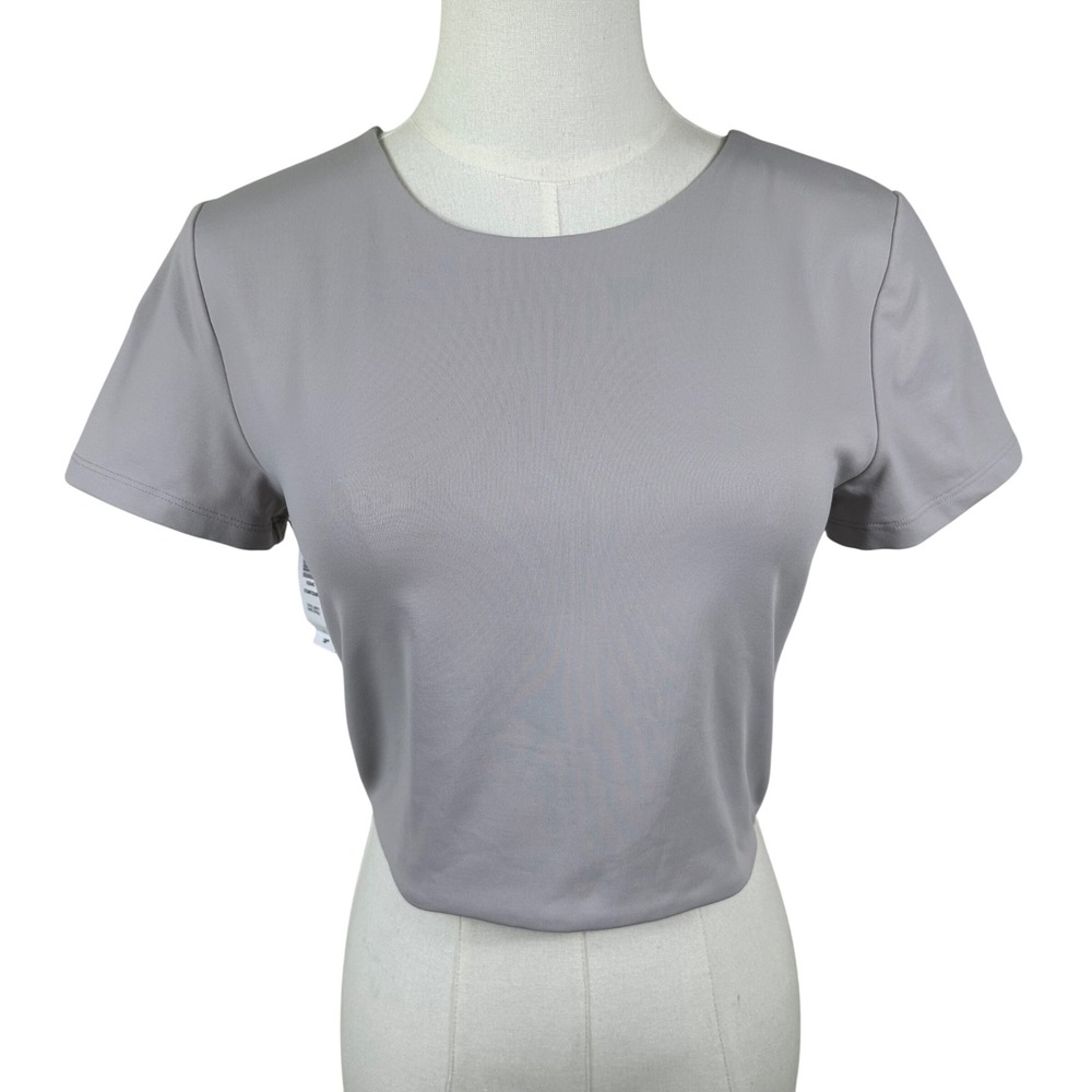 NWT Babaton Contour Crew T-Shirt Women L Opal Grey Double Layered Minimalist Top